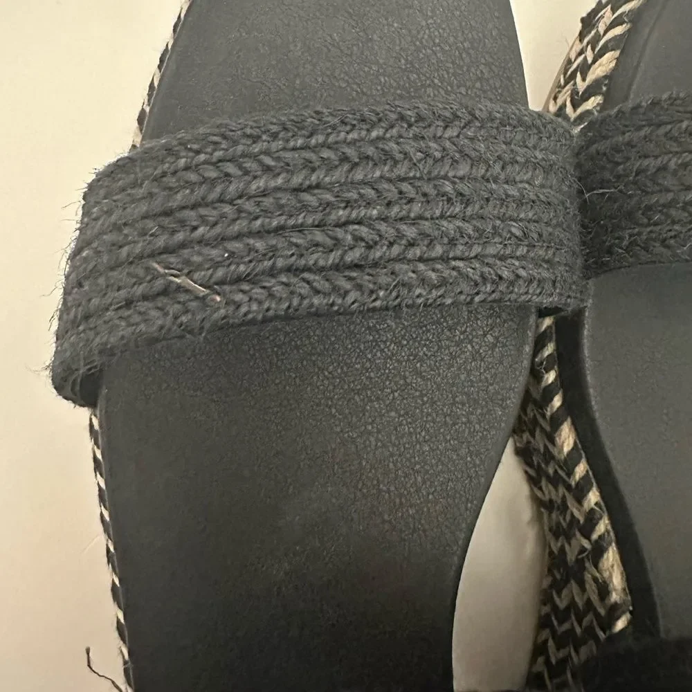 Wonderly Black Wedge‎ Woven Sandals size 8 NEW without box